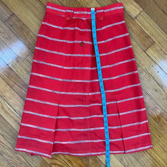 Vintage CHRISTIAN DIOR SPORTS Linen Red White Striped A-Line Skirt Size XS / S - Picture 11 of 11